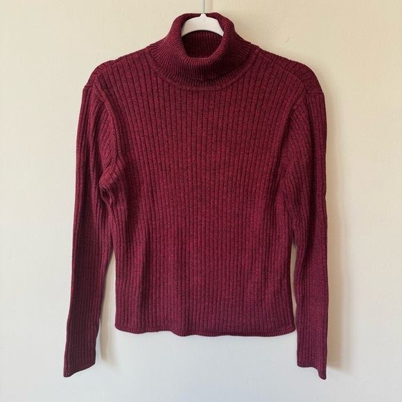Vintage Talbots Heathered Red Size Medium Turtleneck Cotton - Picture 1 of 4